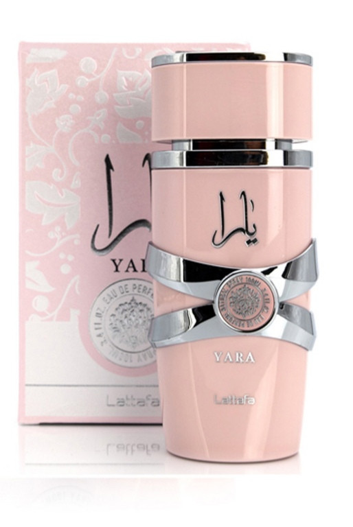 عطر یارا صورتی برند لطافه حجم 100میل جعبه پلمپ